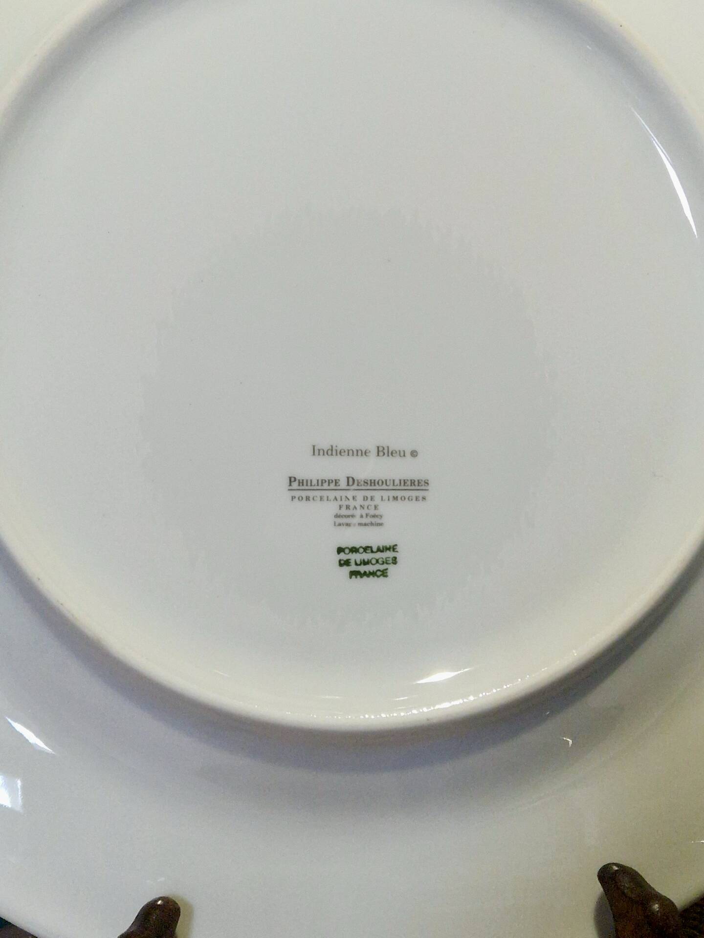 6 plates Philippe Deshoulières Indienne Blue – Limoges porcelain