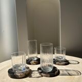 Set of 4 fossilized wooden coasters