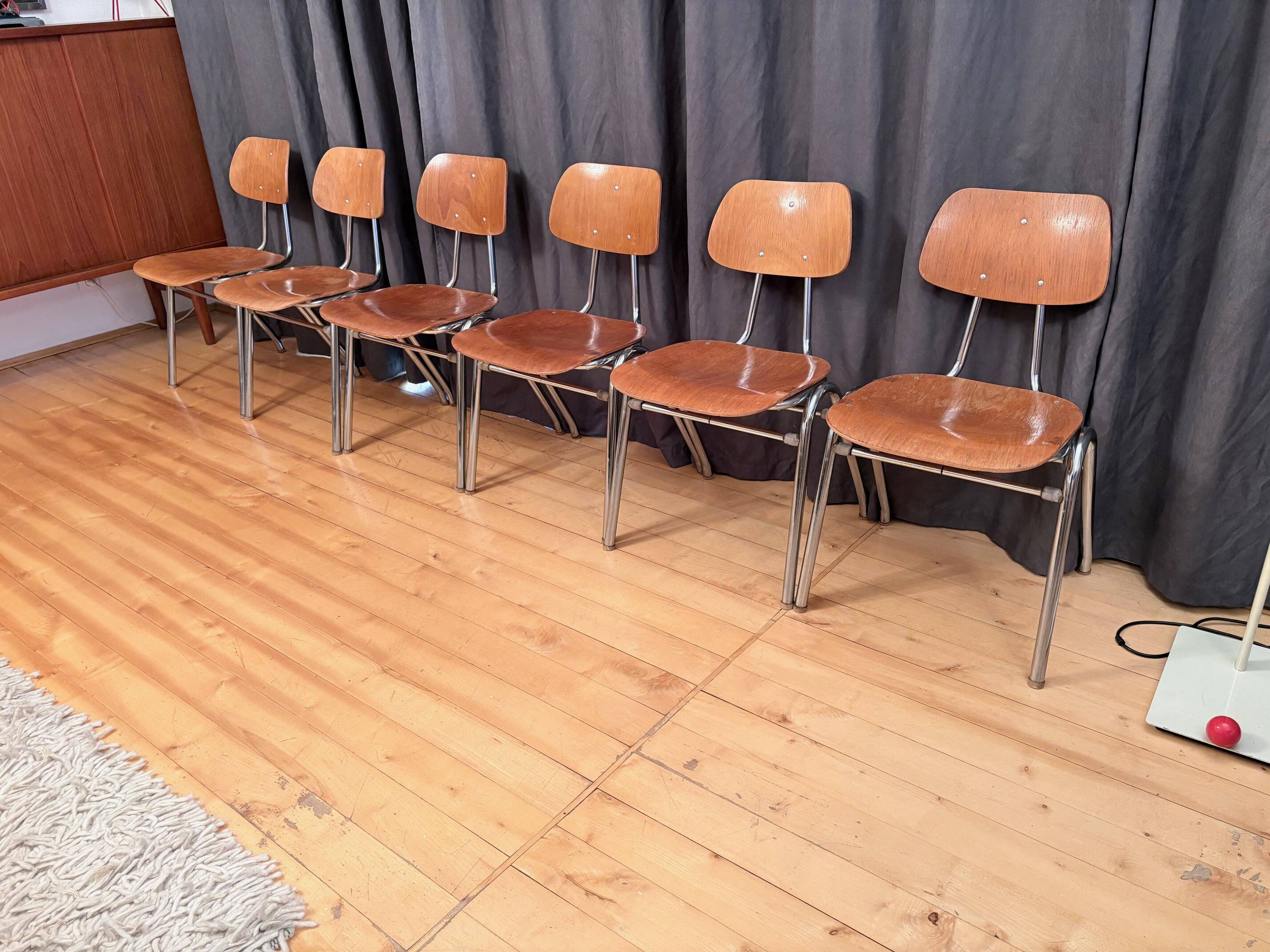Set of six KN-38 chairs designed by Karl Nothhelfer for VS Möbel, Germany,