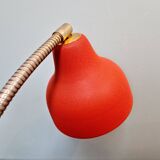 Vintage articulated desk lamp in red lacquered metal, 1950s