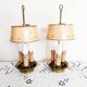 Paire de lampes bouillottes Empire en laiton doré , lampe de chevet , lampe de bureau