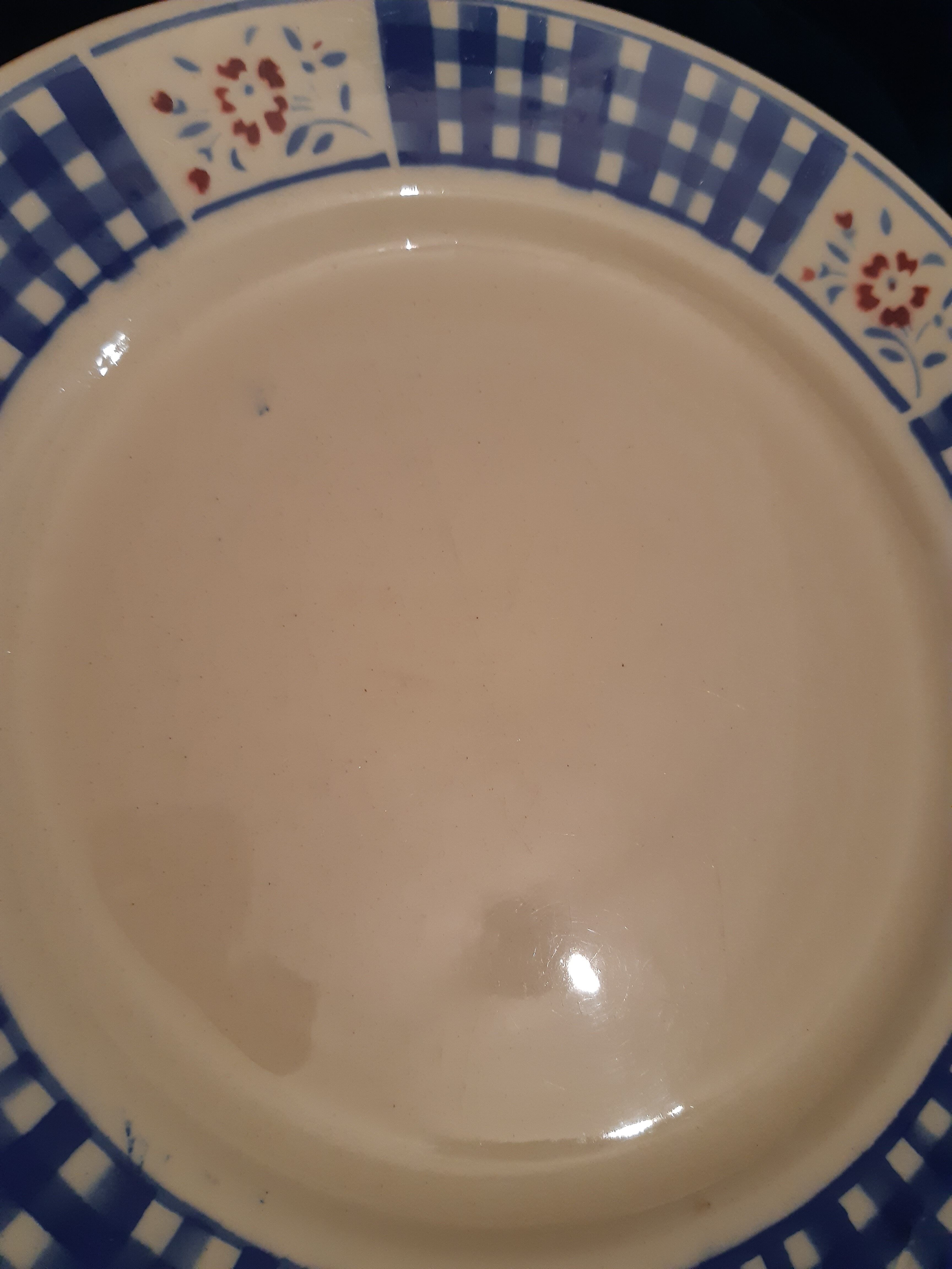 Set of 6 plates K&G LUNÉVILLE white and blue gingham