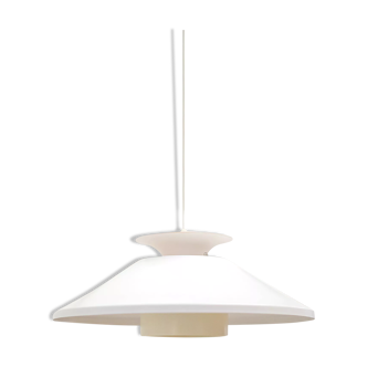 Mid Century White Danish Pendant Lamp by Lyskær, Denmark, circa 1960