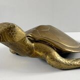 Hollywood Regency, brass turtle sculpture/box, France, 1970s
