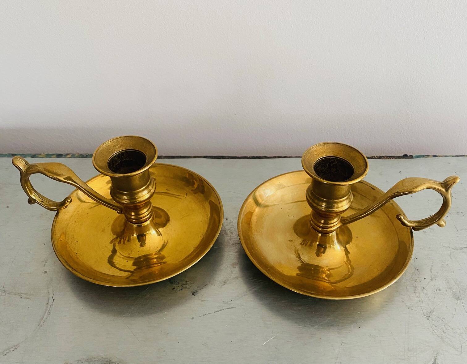 Pair of brass candlesticks.