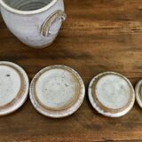 Suite of antique enamelled ceramic pots