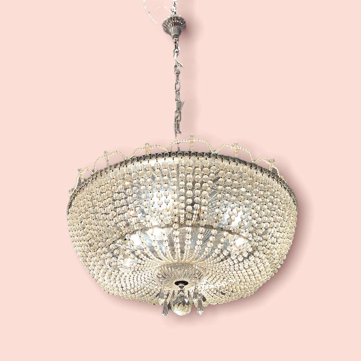 Italian Crystal Beaded Chandelier, 1960s