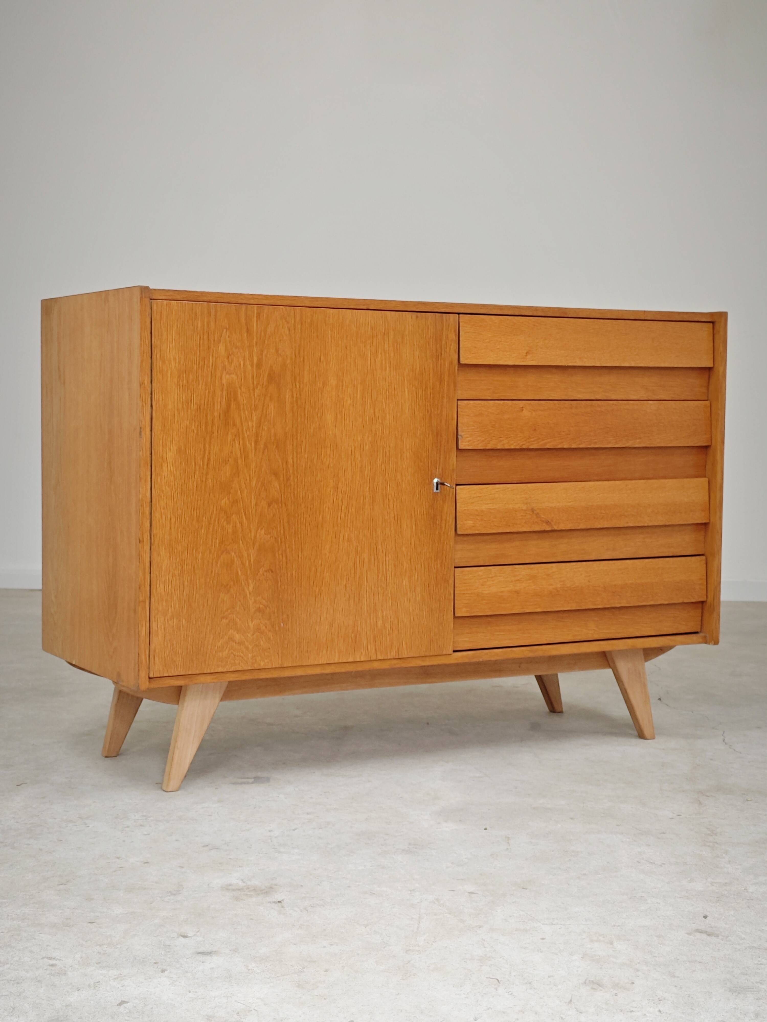 Sideboard U 458 light oak Jiri Jiroutek for Interier Praha 1960