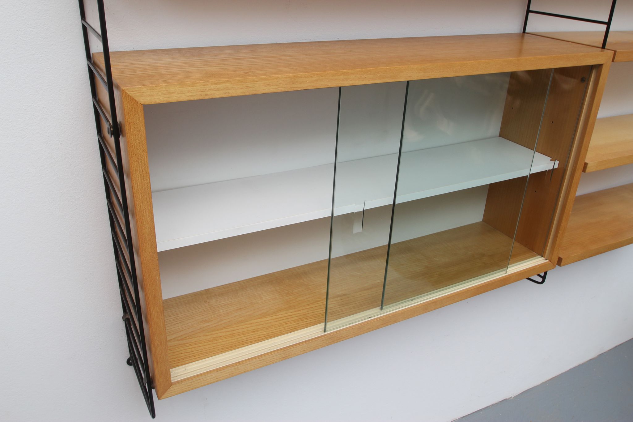 1960s wall unit in ash with vitrine, Nisse Strinning/Sweden