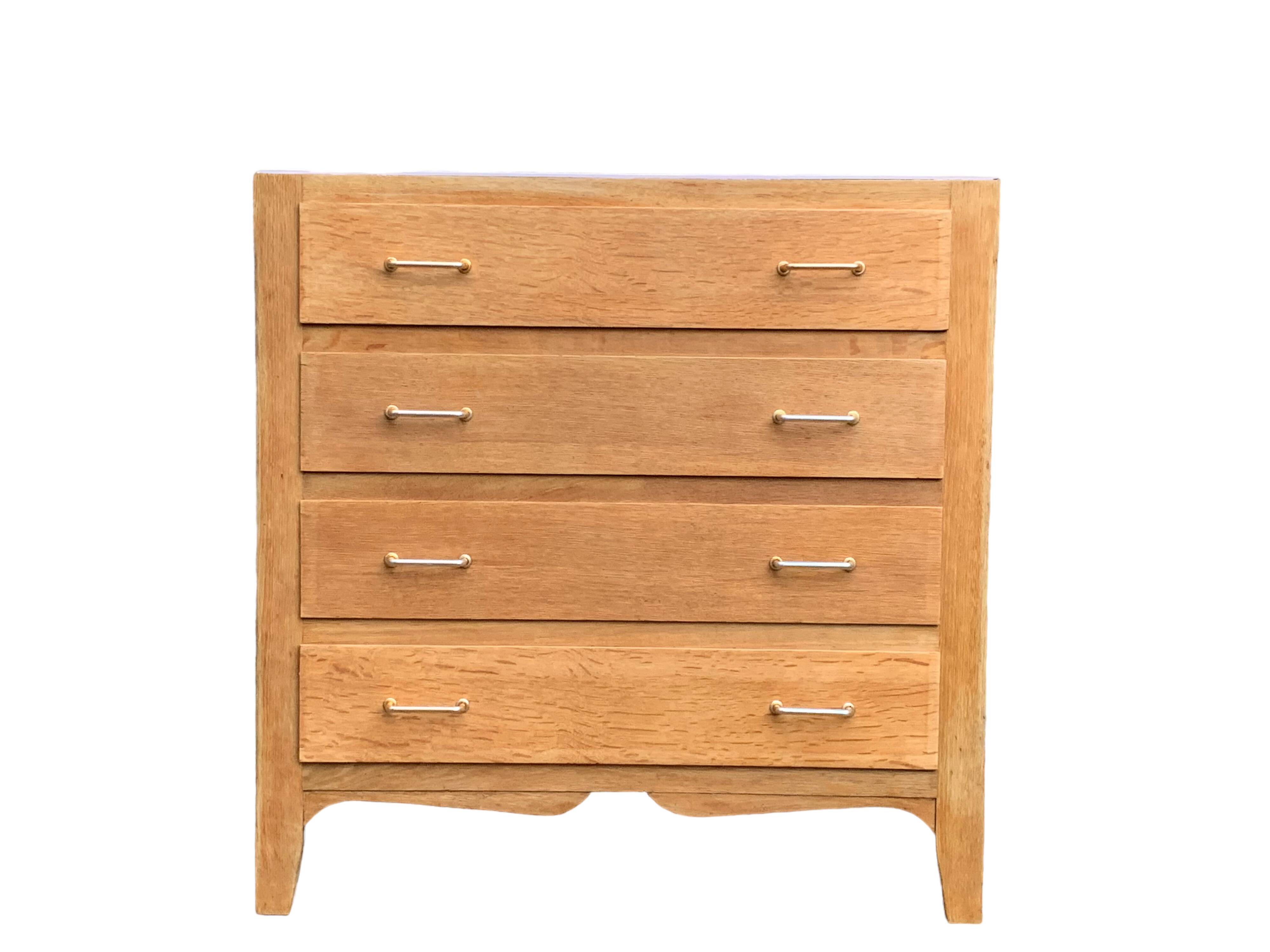 Vintage chest of drawers in solid raw oak 1950