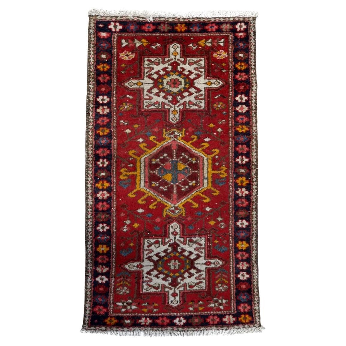 Handmade antique Persian Karajeh rug 2.2' x 4.1' (68cm x 126cm) 1930s - 1C1155