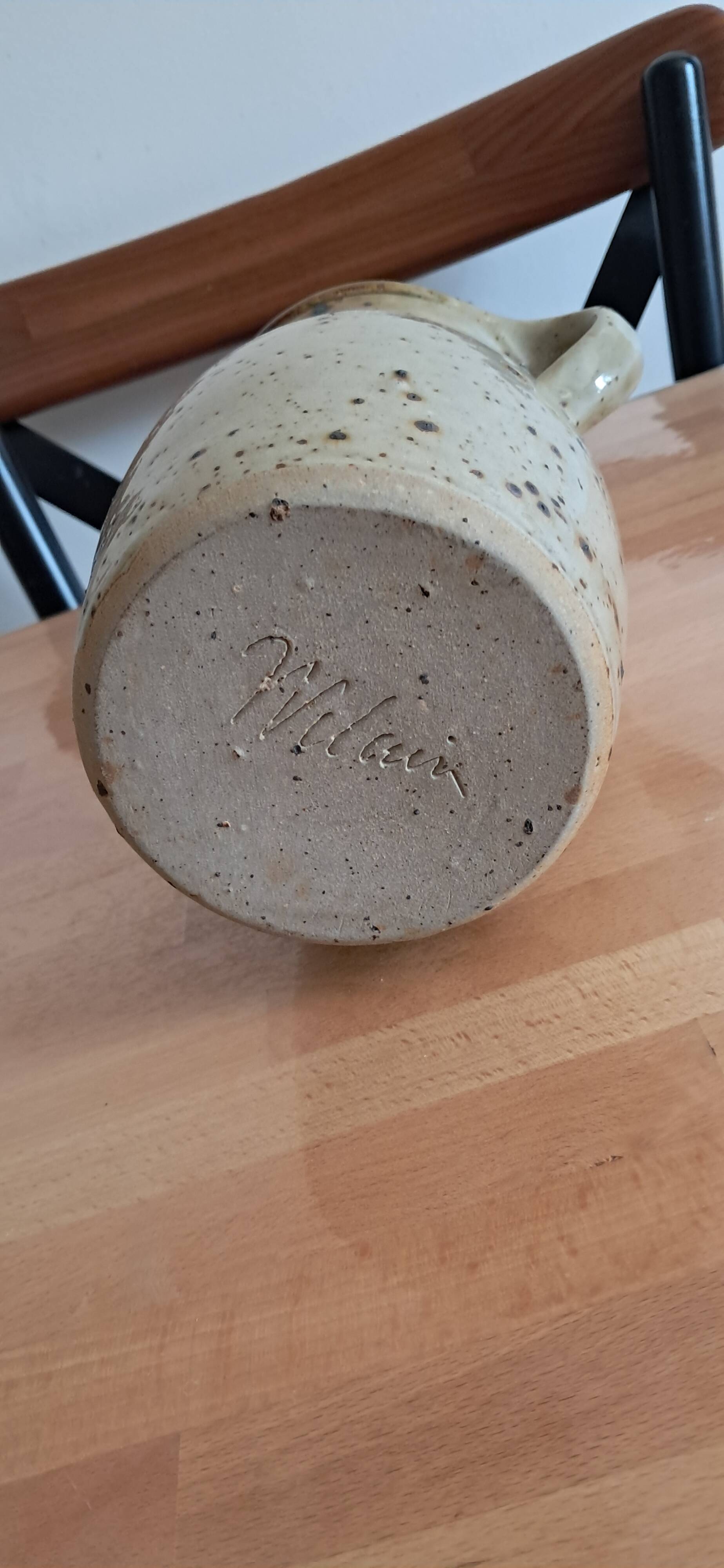 Pyrite stone jug signed Jacques Vilain