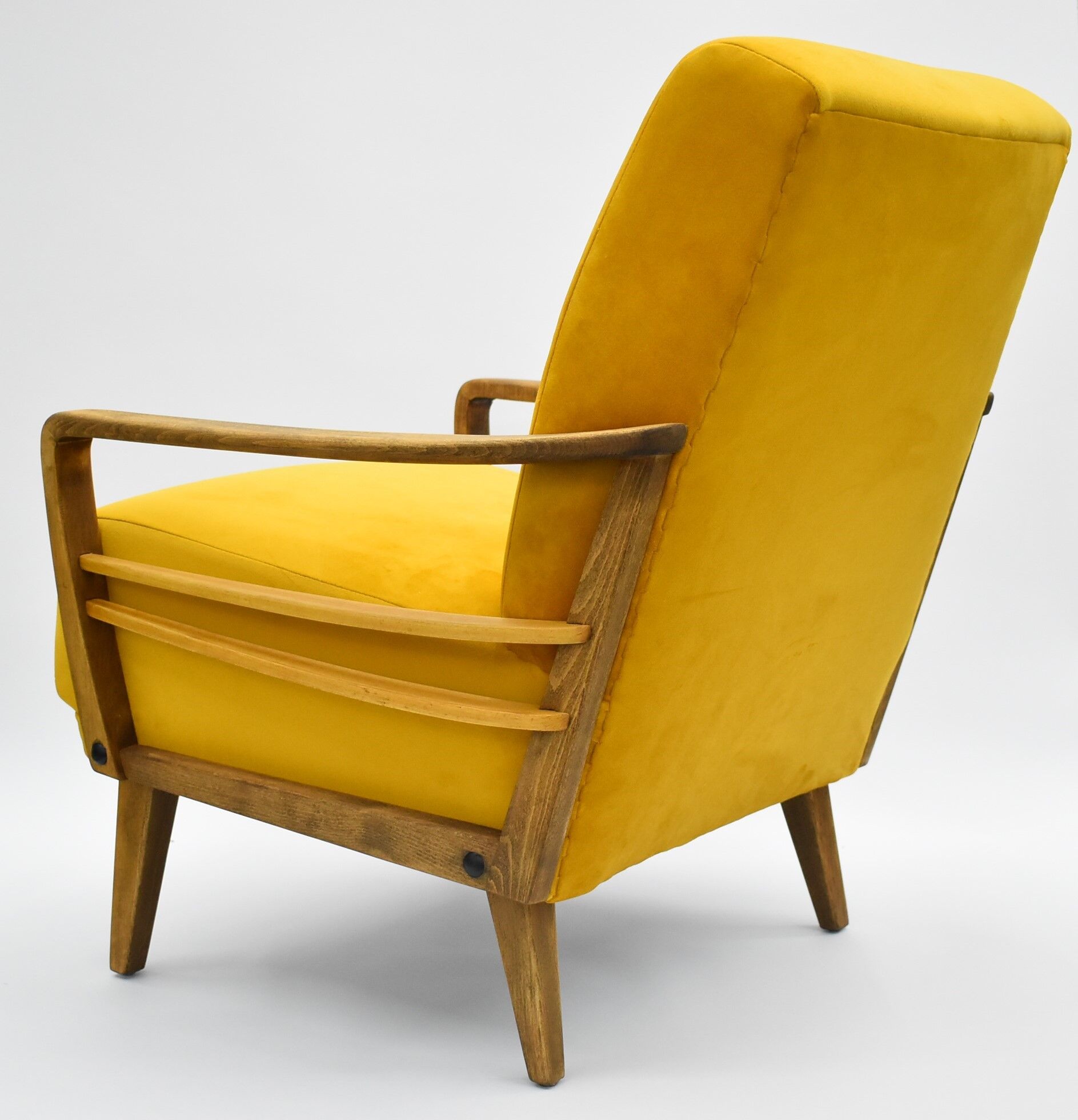 Yellow vintage armchair, Germany, 1960s, mustard velvet