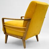 Yellow vintage armchair, Germany, 1960s, mustard velvet