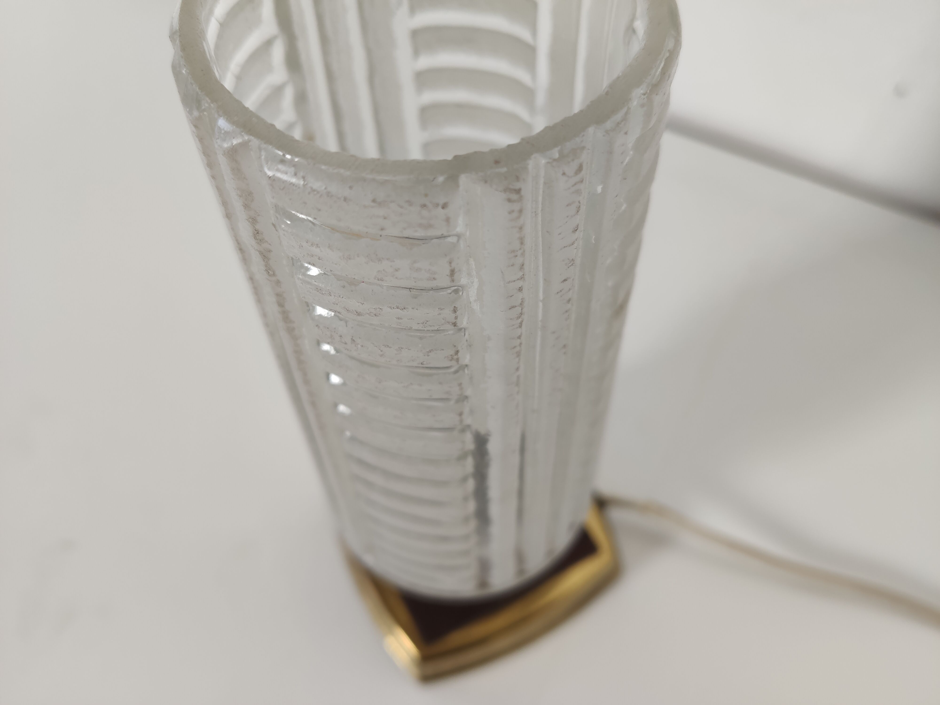 vintage bedside lamp in teak, brass and glass, 60s te