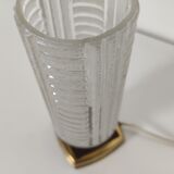 vintage bedside lamp in teak, brass and glass, 60s te