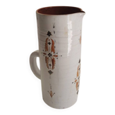 Ancienne carafe en terre cuite émaillée avec signature