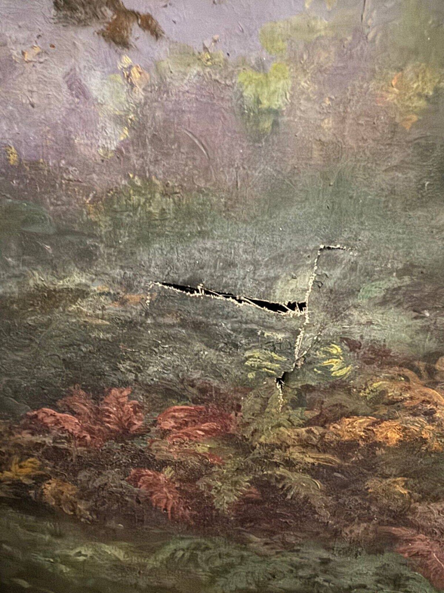 Oil on canvas undergrowth landscape by Charrrier early 20th century