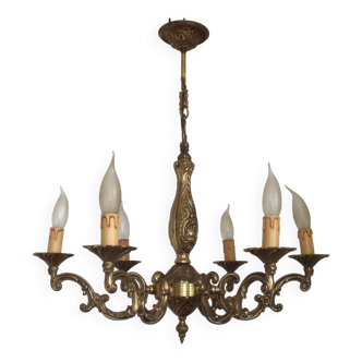 Vintage French 6 Light Traditional Mid Century Quality Bronze Candlestick 4731