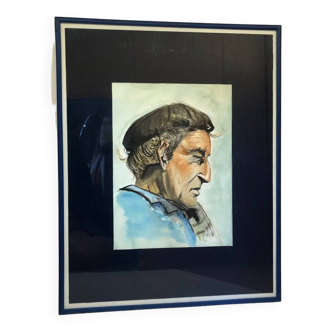 Portrait of an old sailor signed Arlo, watercolor