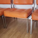 Ensemble de 3 chauffeuses années 70 skaï et chrome