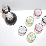 Carafe et 6 verres à liqueur Saint-Louis Bristol Joseph overlay cristal doublé