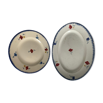 Set de 2 plats Mary Lou Digoin Sarreguemines 20 ème siècle