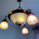 Chandelier in glass paste and bronzed metal