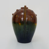 Vase in flamed stoneware with Rambervillers style ear. Signed