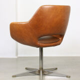 Mid-century brown leatherette swivel chair from Stol