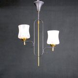 Mid-century black & brass pendant styled