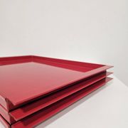 Vintage Italian Red Metal Trays / Mid-Century Modern Decorative Servin