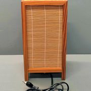 Tarogo Shoji living room lamp in wood and bamboo reeds Japan 80s