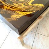 Table basse et console en résine  et laiton des années 70