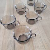 8 Arcoroc smoked glass cups