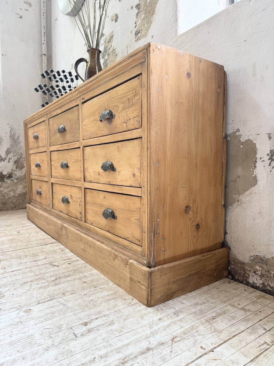 Pine craft cabinet with drawers