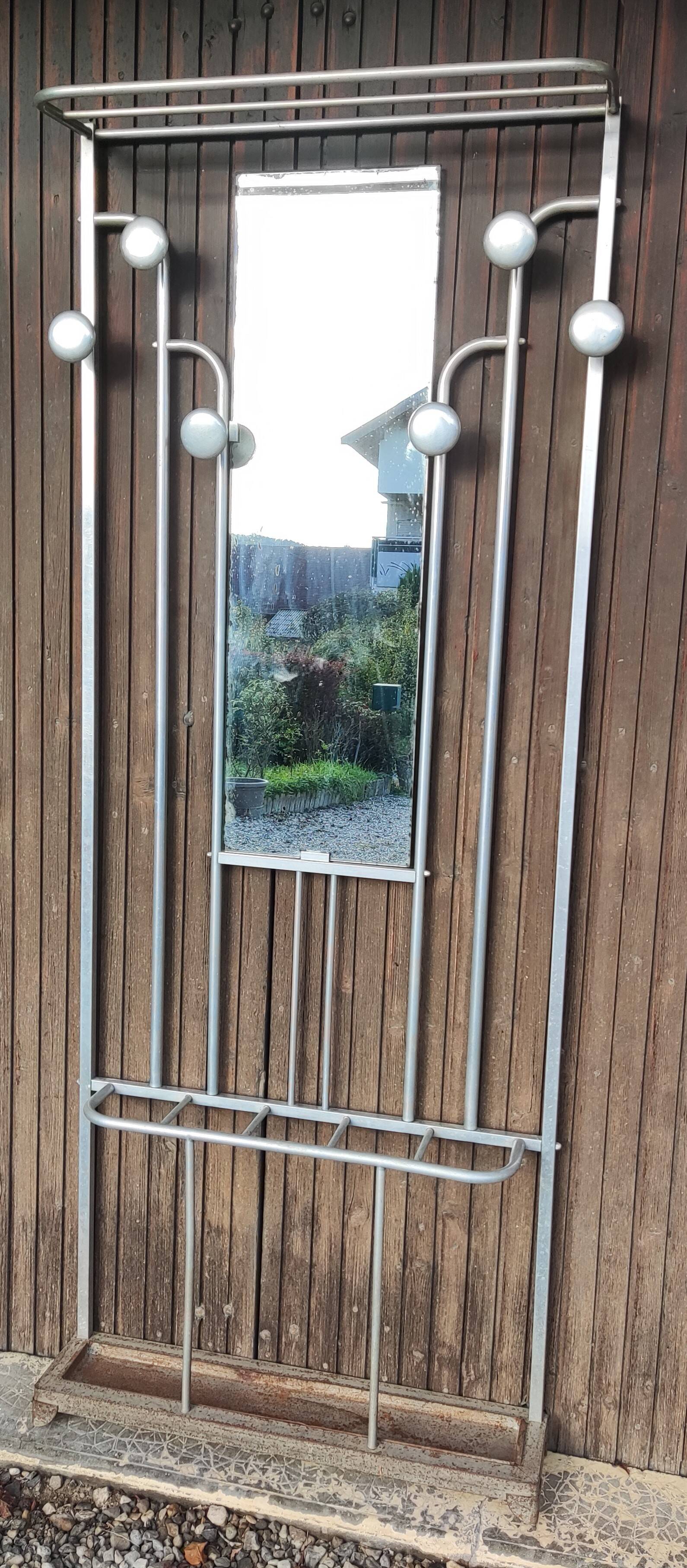 1950s Art Deco Style Coat Rack with Mirror