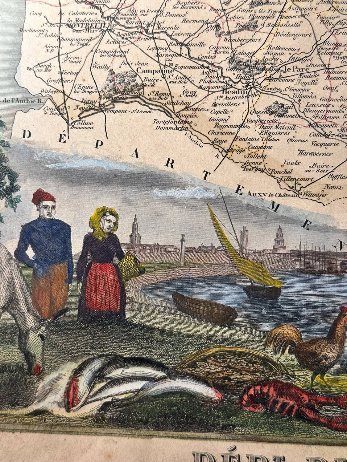 Carte géographique ancienne du Département du Pas-de-Calais - 1860