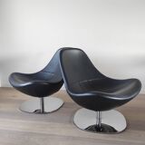 Pair of Tirup Ikea leather armchairs