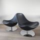 Pair of Tirup Ikea leather armchairs
