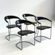 Ensemble de 8 chaises de salle à manger vintage Arrben Ursala en cuir noir.