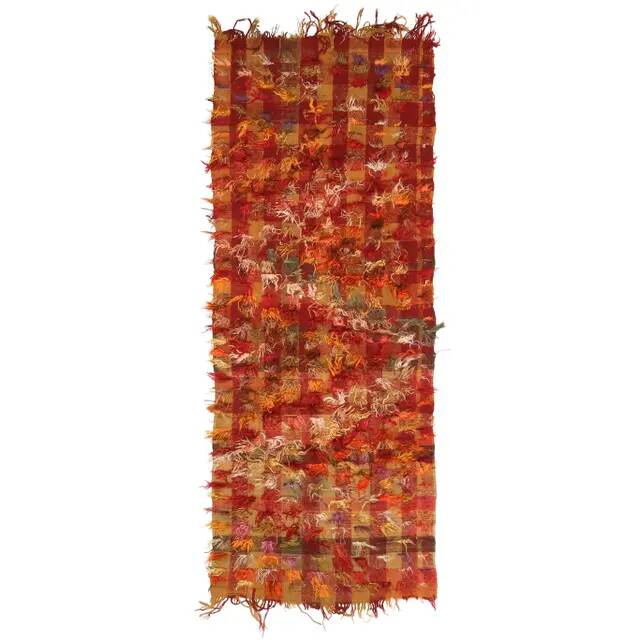 Vintage Turkish Oushak Handmade Wool Cotton Red Kilim Runner 86x231