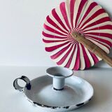 White enamelled candle holder