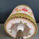Bedside lamp with turned wooden base and floral shade - Ref 957