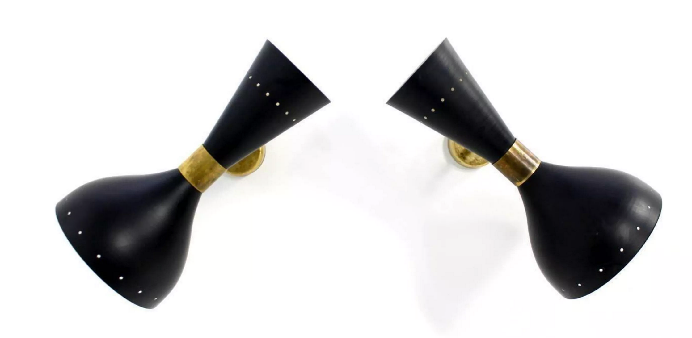 Pair Italian Wall Lamps Moonlight Black