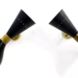 Pair Italian Wall Lamps Moonlight Black