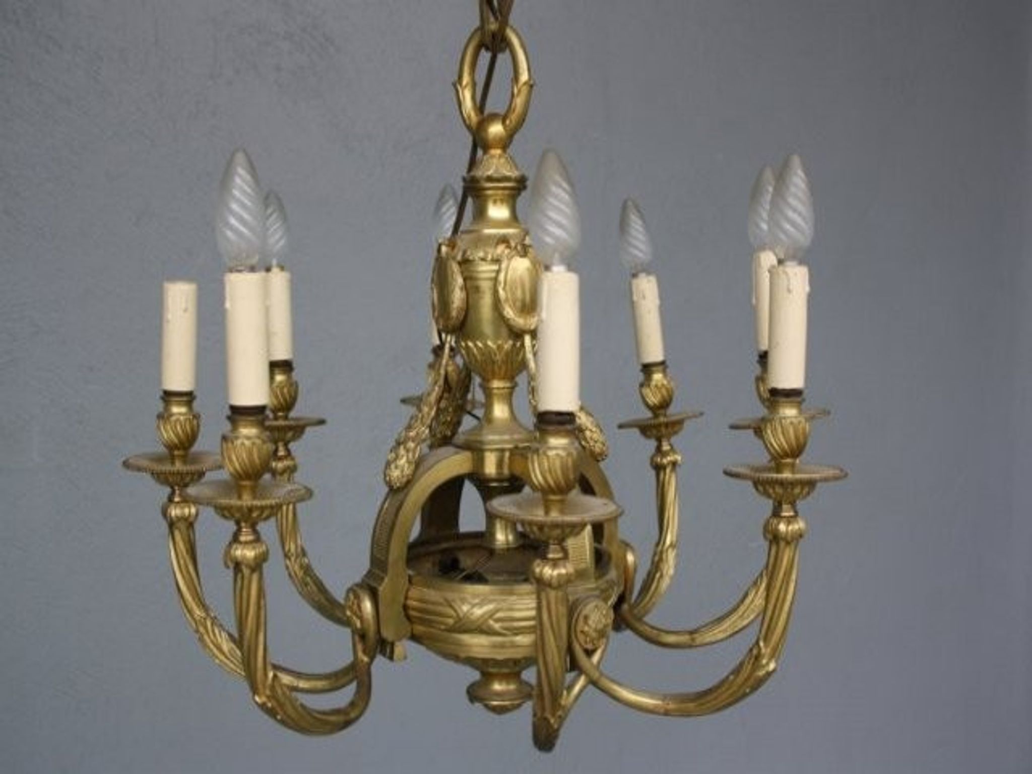 Louis XVI style gilt bronze chandelier