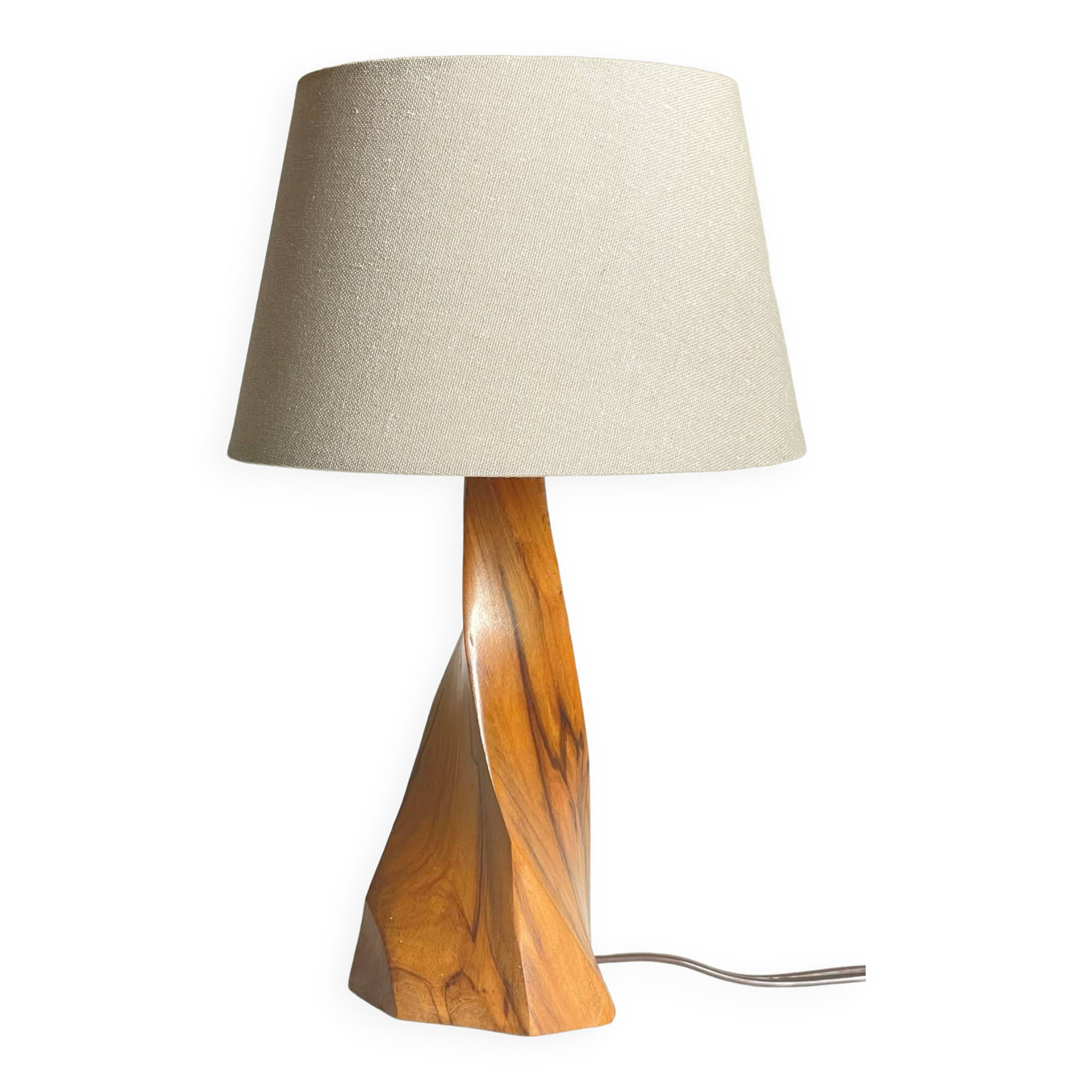 Geometric table lamp olive wood