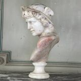 Bust of Hermes in alabaster, Italy circa 1880