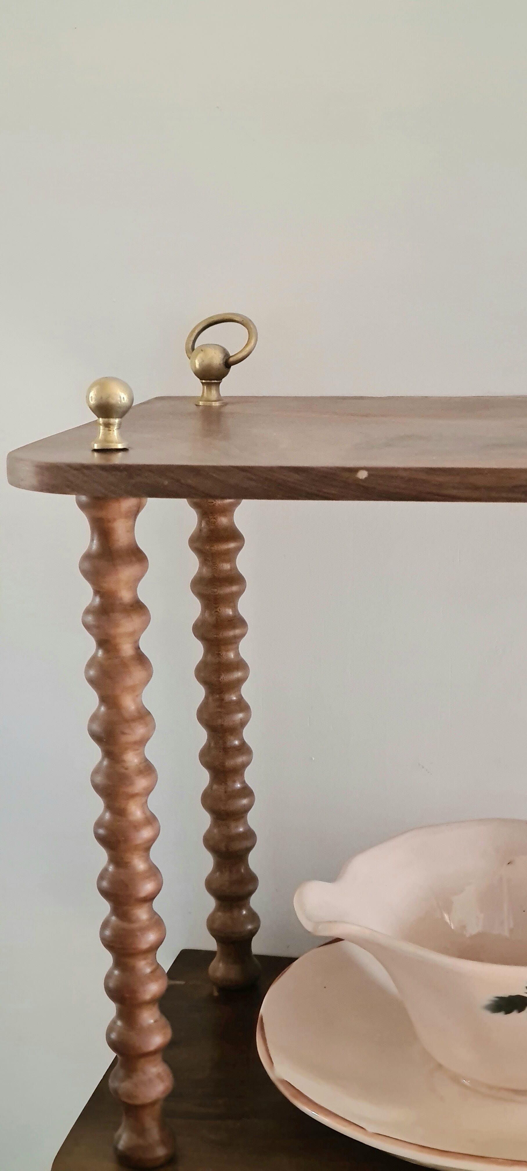 Vintage shelf turned wood and brass